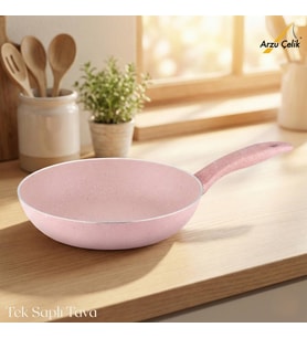 ARZU ÇELİK 20 Cm Granit Tek Saplı Tava - Pembe