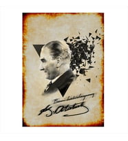 Ahşap Tablo Mustafa Kemal Atatürk'Ün İmzası Desenli Mdf Tablo