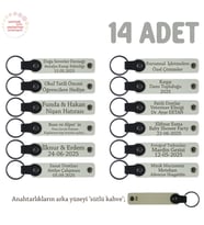 Bebek Mevlütleri İçin, 14'lü Set, Kişisel İsimli Deri Anahtarlık, Anlamlı Hatıra, Beyaz & S Kahve