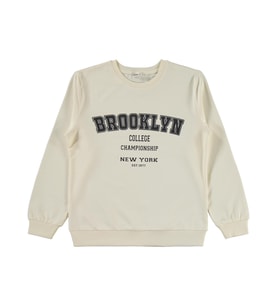 Civil Girls Brooklyn Baskılı 10-13 Yaş Sweatshirt - Ekru