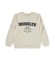 Civil Girls Brooklyn Baskılı 10-13 Yaş Sweatshirt - Ekru