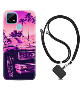 Realme C11 C21 C21Y C25Y C11 2021 Kılıf Boyun Askılı Silikon Mor Araba 1711