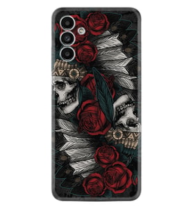 Samsung A23 A31 A32 A50 A51 A52 A53 A70 Kılıf Desenli Silikon Skull Rose 1673