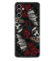 Samsung A23 A31 A32 A50 A51 A52 A53 A70 Kılıf Desenli Silikon Skull Rose 1673