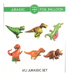 Dinazorlar Jurassic Folyo Balon Set 6'Lı 20Cm-