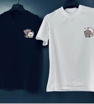 Sevgili Kombini Ayıcık Baskılı Oversize Çift Renk T-shirt