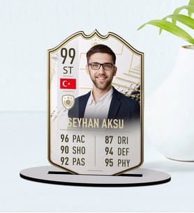BK Gift Kişiye Özel Ahşap Biblo Futbolcu Kartı-10