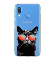 PrintiFy Samsung Galaxy A40 ile Uyumlu Kedi 3 Kamera Korumalı Şeffaf Kılıf