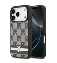 Apple iPhone 17 Pro Uyumlu Kılıf DKNY Orjinal Lisanslı M-safe Şarj Özellikli 3D Yazılı Metal Logolu Kapak (Siyah)