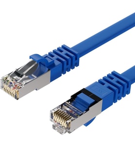 50 cm CAT7 Kablo Yassı FTP Ethernet Network LAN Ağ Kablosu Mavi