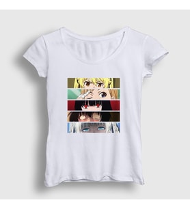 Presmono Kadın Beyaz Girls Anime kakegurui T-Shirt 239668tt (Beyaz)