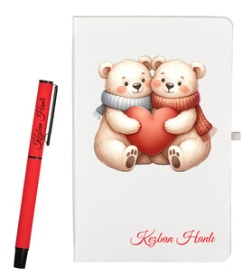 Anneye Hediye Kişiye Özel Defter ve Roller Kalem Hediye Seti