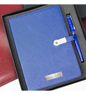 Kişiye Özel 16 GB Hafızalı Usb'li Defter ve Kalem Seti Lacivert