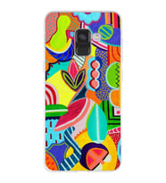 PrintiFy Samsung Galaxy A8 2018 ile Uyumlu 1mm Slim Fit Retro Colors 6 Baskılı Şeffaf  Kılıf