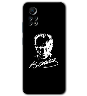 Redmi Note 12 Pro 4G Kılıf HD Desen Baskılı Kılıf - Atatürk Silüet İmza