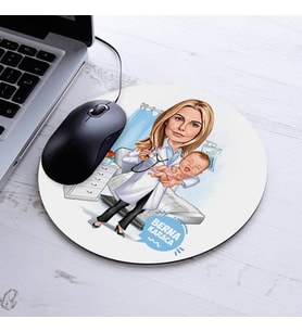 Kişiye Özel Doğum Doktoru Kadın Karikatürlü Mousepad