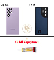 Samsung S23 Ultra Lavanta Arka Pil Kapağı Batarya Kapağı Lazer Kesim + B-7000 Yapıştırıcı