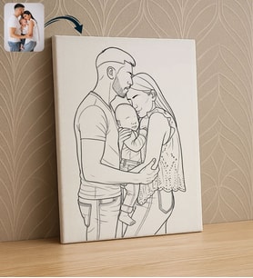 BK Gift Kişiye Özel Line Art Tasarımlı Kanvas Tablo-1, Arkadaşa Hediye, Sevgiliye Hediye, Eşe Hediye