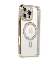 Apple iPhone 16 Pro Kılıf Joke Simli Magneticsafe Kılıf - Gold