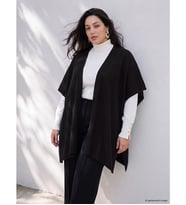 LCW Curve Siyah Büyük Beden Şal Yaka Kadın Triko Hırka