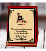 Antrenör Baskılı Plaket (4. Tasarım)  Kişiye Özel (Kırmızı)
