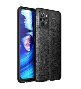 Xiaomi Redmi Note 10 Kılıf Deri Görünümlü Slim Silikon (Siyah)