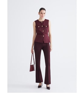 LCWAIKIKI Classic Bordo Ekstra Dar Fit İspanyol Paça Kadın Pantolon