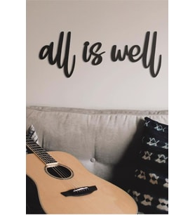 All Is Well Duvar Yazısı Ahşap Duvar Tablosu Dekoratif Duvar Süsü (Siyah - Beyaz)