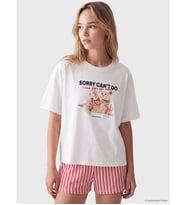 LCW DREAM Kırmızı Baskılı Kadın Şortlu Pijama Takımı