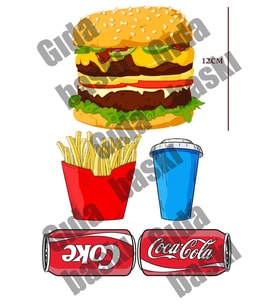 Yenilebilir Şeker Kağıt Burger Temalı Pasta Süsleme