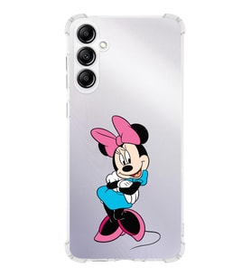 Samsung Galaxy A14 Uyumlu Köşe Korumalı Antişok Kapak Minnie Mouse Tasarımlı Şeffaf Silikon Kılıf