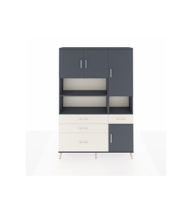 Arges Dolap 9 Raflı 4 Çekmeceli 4 Kapaklı 132x30x195 Antrasit-Antrasit/Aytaşı