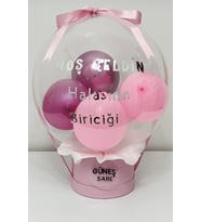 YENİDOĞAN KIZ BEBEK HEDİYE İSME ÖZEL BALON KUTUSU (Pembe)
