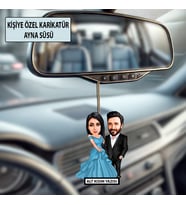 Sevgiliye Özel Karikatür Ayna Süsü – Sevgililer Günü Hediyesi Araç İçi Süs