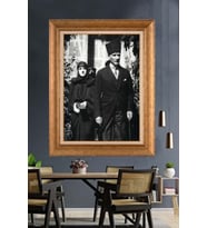 Altın Varaklı Çerçeveli Paspartulu Atatürk Tablo TR1196 (Gold)