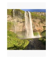 Izlanda'dan Seljalandsfoss Fotoğrafı Tablo Ahşap Poster Dekoratif