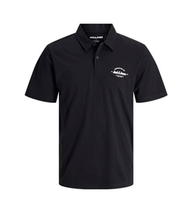 JACK JONES Yazı Armalı Erkek Polo Yaka Tişört 12288118 (Siyah)