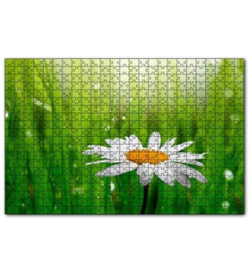 Cakapuzzle Yeşil Çimenler Papatya ve Su Damlaları  Puzzle Yapboz MDF (Ahşap) (120 Parça)
