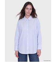 LCW Modest Mavi Çizgili Oxford Kadın Gömlek