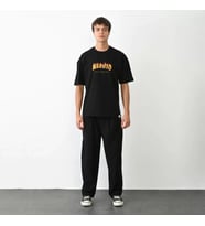 pilelistore- Unisex Bisiklet Yaka Baskılı Oversize T-Shirt - Siyah