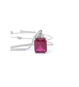 Sky Diamond Red Creative Rubies 925ayar Gümüş Baget Tek Taş Kolye