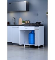 Eliusta Lumin Tüp Yuvalı 75 cm Ankastre Ocak Altı Dolap 75x88x48 cm Beyaz Dolap Çekmeceli Mutfak Organizeri