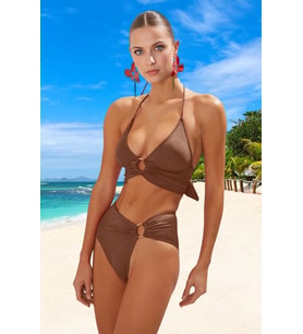 Yeni Düz Destekli Üçgen Normal Bel Brief Siyah Bralet Aksesuarlı Yüksek Bel Bikini Takımı