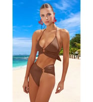 Yeni Düz Destekli Üçgen Normal Bel Brief Siyah Bralet Aksesuarlı Yüksek Bel Bikini Takımı