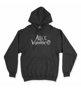 Alice In Wonderland Siyah Kapşonlu Sweatshirt Hoddie