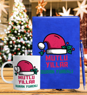 Yılbaşı İçin Kişiye Özel Tasarım Defter Kalem & Kupa Hediye Seti
