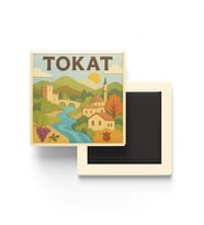 Tokat - Memleket Temalı - Paper Cut Art - Baskılı Buzdolap Magneti Kare - 9x9 cm