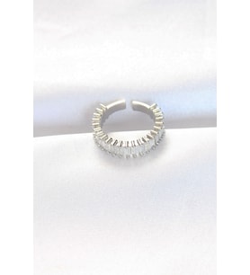 Sıralı Baget Taşlı Silver Renk Ayarlanabilir Yüzük 5886