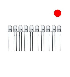 5mm Şeffaf Kırmızı Led Paketi - 50 Adet