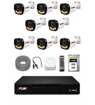FURY 8 Kameralı Güvenlik Kamera Seti 4 Warm LED Gece Renkli Görüş 250 GB HDD